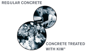 Concrete treated with Kryton's KIM crystalline admixture