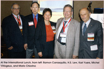 At the International Lunch, from left: Ramon Carrasquillo, H.S. Lew, Kari Yuers, Michel Virlogeux, and Mario Chiorino