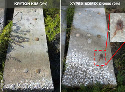 Kryton’s KIM admixture significantly outperforms other chemical admixtures corrosion inhibiting properties. 