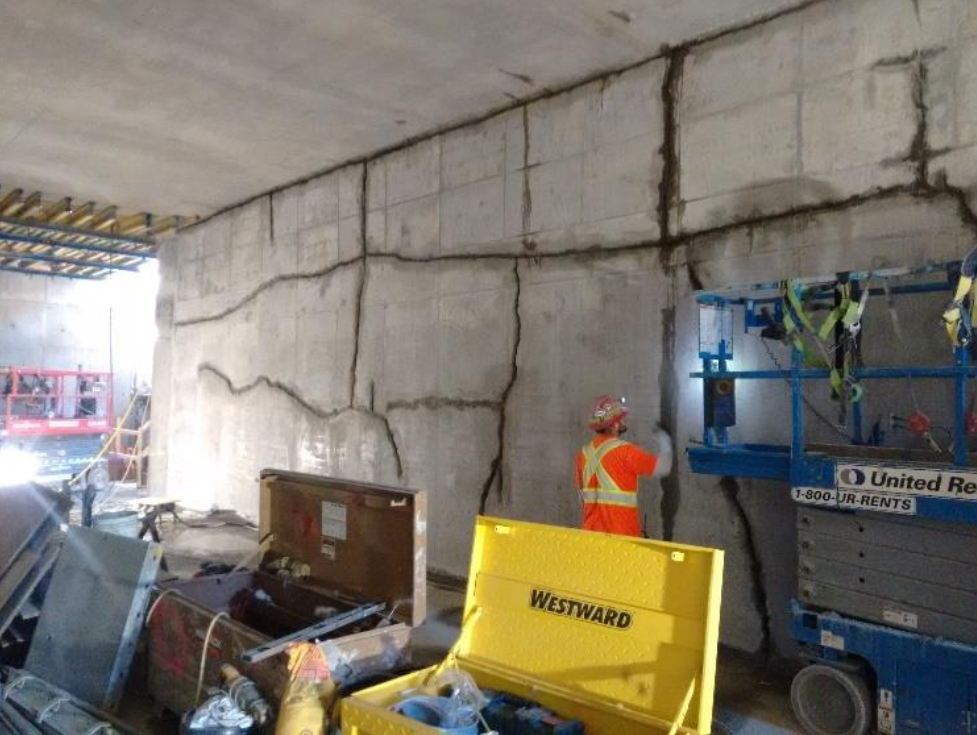 A worker is repairing a chase for one of the PCT tunnels.